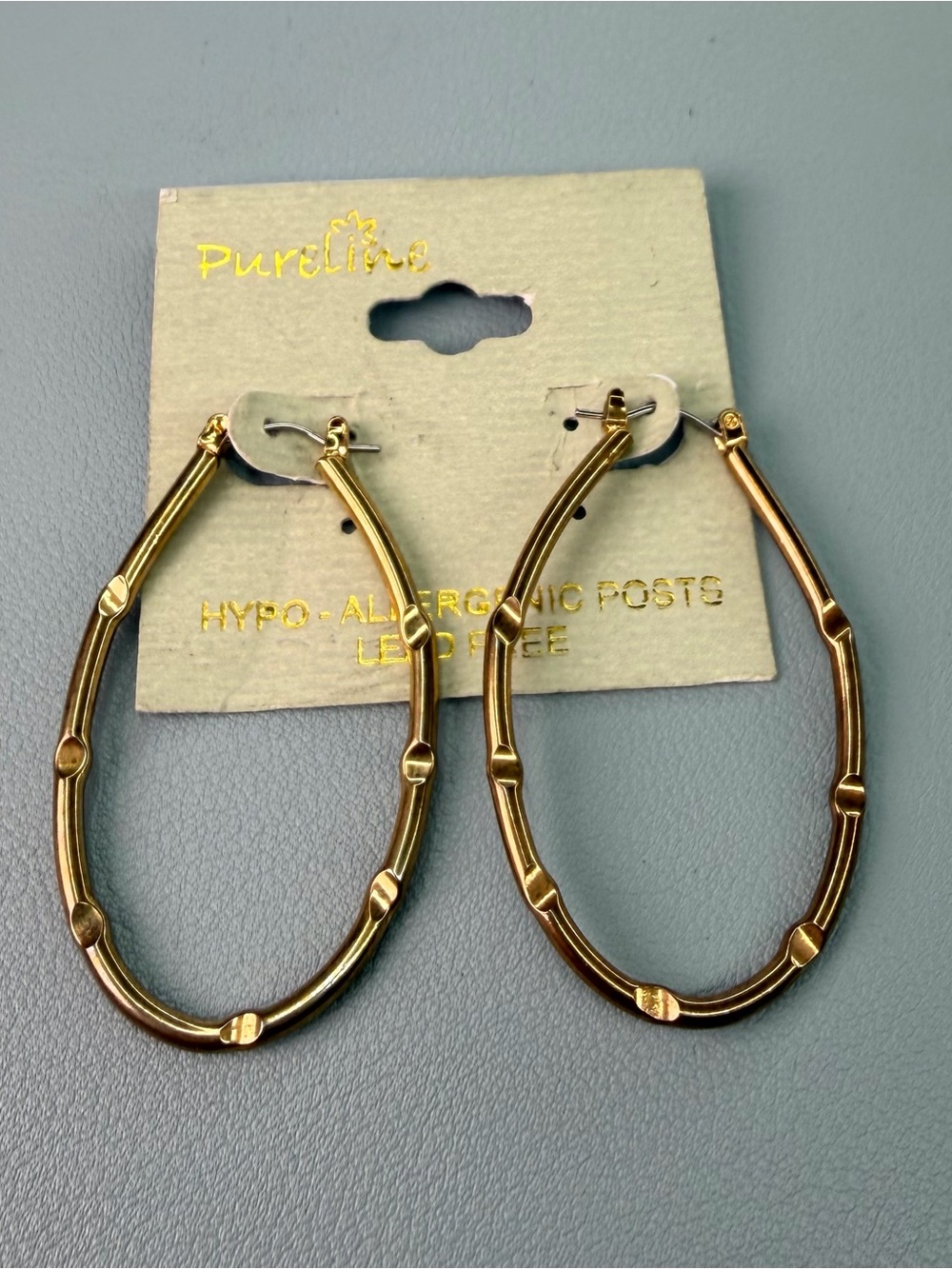 Gold-Tone Bamboo Hoop Earrings for Women